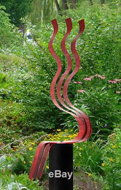 Sculpture De Jardin D'art Abstrait Abstrait Rouge Métal Métal Décoration Rouge Transitions