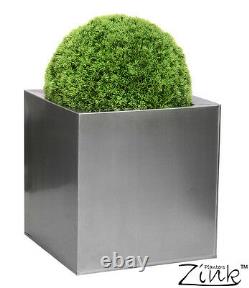 Silver Cube Metal Planter Garden Steel Zinc Plant Fleur Pot Intérieur Extérieur Gris