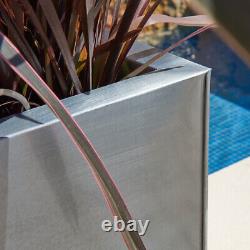 Silver Zinc Metal Trough Outdoor Planter Garden Plant Pot Flower Bed Rectangle