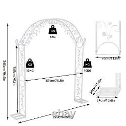 Style artistique Jardin Arch Arbor Trellis 7.8ft Large Solide Métal Archway Extérieur