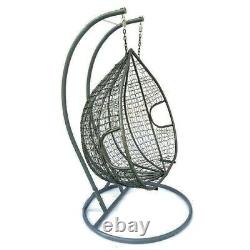 Suspension Rattan Swing Patio Garden Chaise Weave Egg Avec Repose-pieds En Coussin En Plein Air