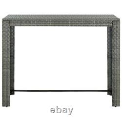 Table de bar de jardin gris en poly rotin 140.5x60.5x110.5 cm