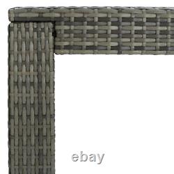 Table de bar de jardin grise en poly rotin de 140,5x60,5x110,5 cm