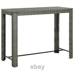 Table de bar de jardin grise en poly rotin de 140,5x60,5x110,5 cm