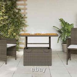 Table de jardin en rotin poly gris et bois d'acacia vidaXL pour dîner en plein air