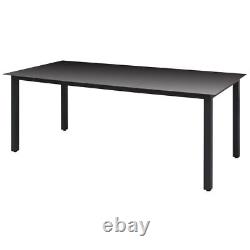 Table de jardin noire 190x90x74 cm en aluminium et verre