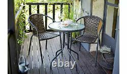 Tasmanie Rattan Effet Patio / Balcon Set Bistro Brun Table Et 2 Chaises Set