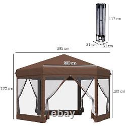 Tente de jardin Outsunny 4x4m avec auvent réglable en métal et filet de protection solaire