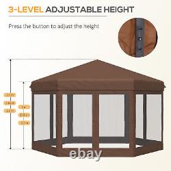 Tente de jardin Outsunny 4x4m avec auvent réglable en métal et filet de protection solaire