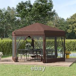 Tente de jardin Outsunny 4x4m avec auvent réglable en métal et filet de protection solaire