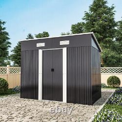 Unité de rangement de cabane de jardin en métal de 8 X 4 pi avec fondation de sol gratuit et portes verrouillables