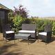 Wido 4 Pc Garden Patio Black Rattan Sofa Meuble Conservatoire Pour Extérieur