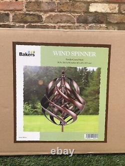 Wind Turbine Garden Ornament Metal Bronze Black Stake Wind Spinner Large