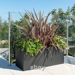 Zinc Metal Black Planter Plant Trough Garden Extérieur Grand Rectangulaire Intérieur