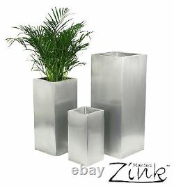 Zinc Silver Steel Metal Tall Cube Planter Garden Indoor Plant Pot Inserts Choix